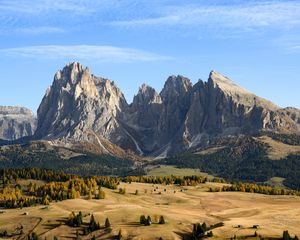 Preview wallpaper mountain, valley, lowland, village, landscape, nature