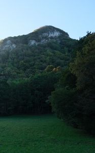 Preview wallpaper mountain, valley, meadow, grass, landscape, nature