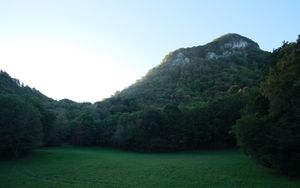 Preview wallpaper mountain, valley, meadow, grass, landscape, nature