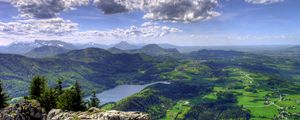 Preview wallpaper mountain, view from above, clouds, landscape