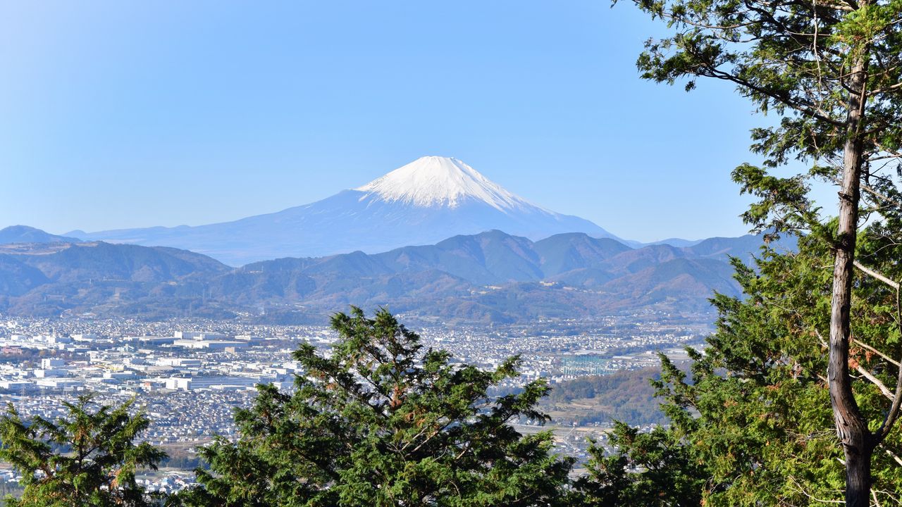 Wallpaper mountain, volcano, city, valley, fuji, japan