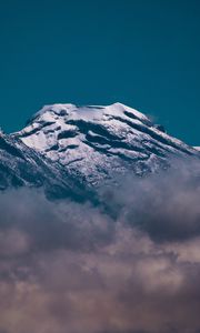 Preview wallpaper mountain, volcano, peak, clouds, snow