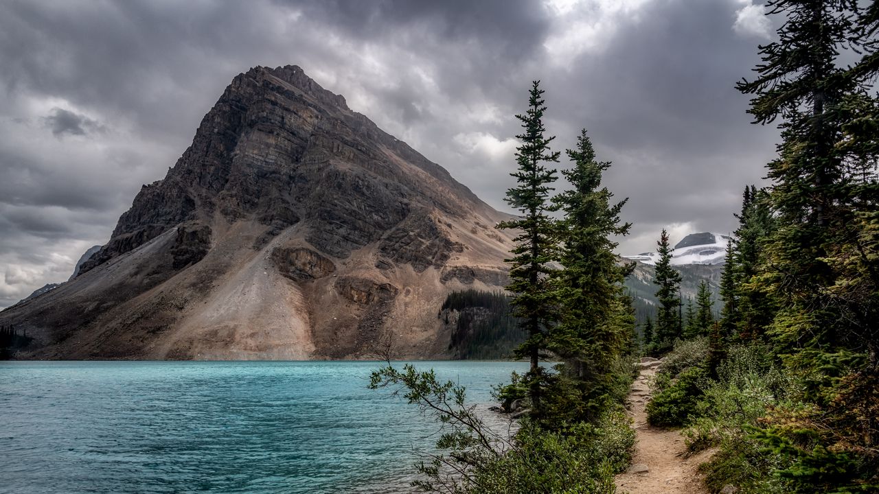 Wallpaper mountain, water, trees, nature, landscape