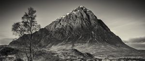 Preview wallpaper mountain, waterfall, bw, current, river