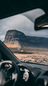 Preview wallpaper mountain, window, travel, car