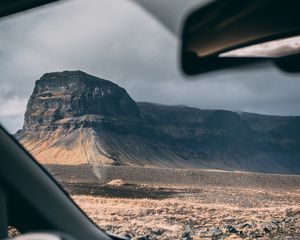 Preview wallpaper mountain, window, travel, car