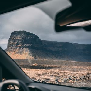 Preview wallpaper mountain, window, travel, car