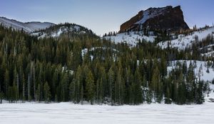 Preview wallpaper mountain, winter, snow, trees, landscape, nature