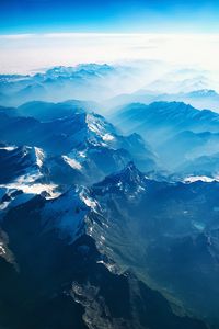 Preview wallpaper mountains, aerial view, clouds, fog, switzerland