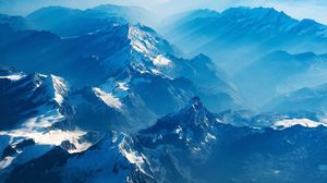 Preview wallpaper mountains, aerial view, clouds, fog, switzerland