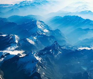 Preview wallpaper mountains, aerial view, clouds, fog, switzerland