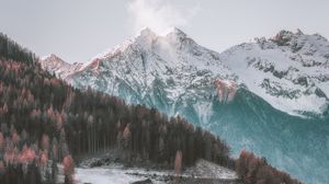Preview wallpaper mountains, aerial view, forest, trees, autumn