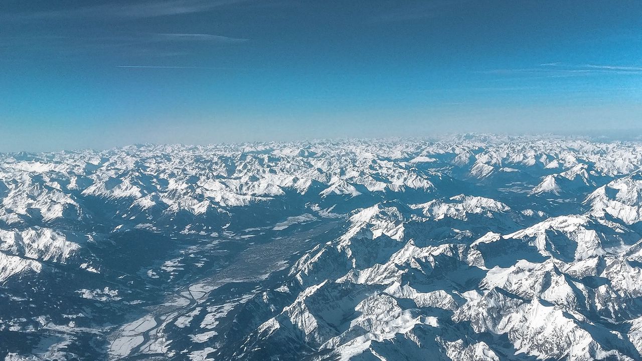 Wallpaper mountains, aerial view, overview, view, height