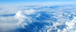 Preview wallpaper mountains, aerial view, sky, clouds, peaks