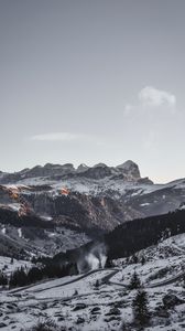 Preview wallpaper mountains, aerial view, snowy, sky, landscape, italy