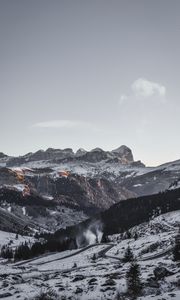 Preview wallpaper mountains, aerial view, snowy, sky, landscape, italy