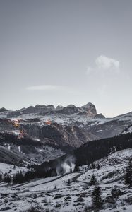 Preview wallpaper mountains, aerial view, snowy, sky, landscape, italy