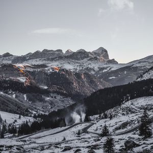 Preview wallpaper mountains, aerial view, snowy, sky, landscape, italy