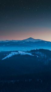 Preview wallpaper mountains, aerial view, starry sky, night, landscape