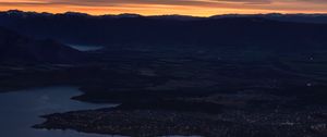 Preview wallpaper mountains, aerial view, sunset, city, new zealand