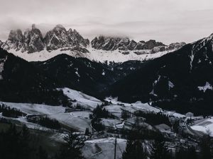 Preview wallpaper mountains, aerial view, winter, snow, dolomites, italy