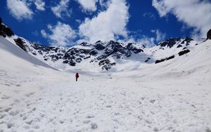 Preview wallpaper mountains, alone, man, loneliness, nature