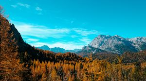 Preview wallpaper mountains, autumn, trees, sky, landscape