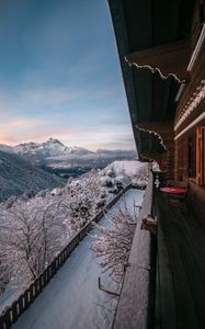 Preview wallpaper mountains, balcony, landscape, rest, alps, travel