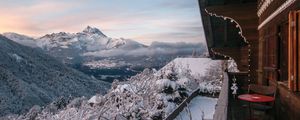 Preview wallpaper mountains, balcony, landscape, rest, alps, travel