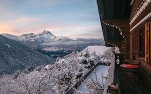 Preview wallpaper mountains, balcony, landscape, rest, alps, travel