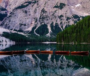 Preview wallpaper mountains, boats, reflection, landscape