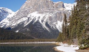 Preview wallpaper mountains, bottom, lake, wood