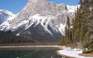 Preview wallpaper mountains, bottom, lake, wood