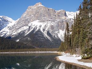 Preview wallpaper mountains, bottom, lake, wood