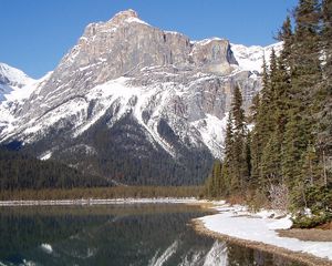 Preview wallpaper mountains, bottom, lake, wood