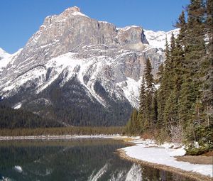 Preview wallpaper mountains, bottom, lake, wood