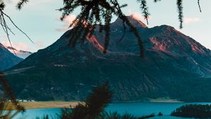 Preview wallpaper mountains, branches, lake, switzerland