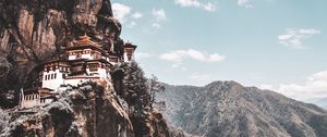 Preview wallpaper mountains, building, pagoda, temple, architecture