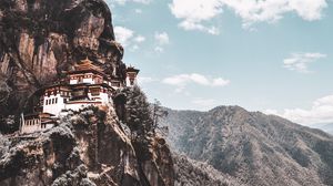 Preview wallpaper mountains, building, pagoda, temple, architecture