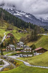 Preview wallpaper mountains, buildings, idyll, rest