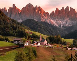 Preview wallpaper mountains, buildings, village, rocks, nature