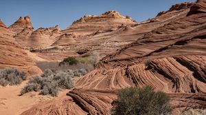Preview wallpaper mountains, bushes, landscape, brown