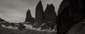 Preview wallpaper mountains, bw, rocks, stones, landscape