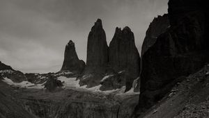 Preview wallpaper mountains, bw, rocks, stones, landscape