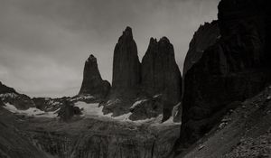 Preview wallpaper mountains, bw, rocks, stones, landscape
