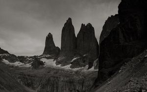 Preview wallpaper mountains, bw, rocks, stones, landscape