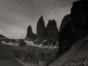 Preview wallpaper mountains, bw, rocks, stones, landscape