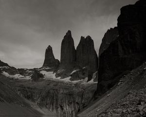 Preview wallpaper mountains, bw, rocks, stones, landscape