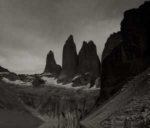 Preview wallpaper mountains, bw, rocks, stones, landscape