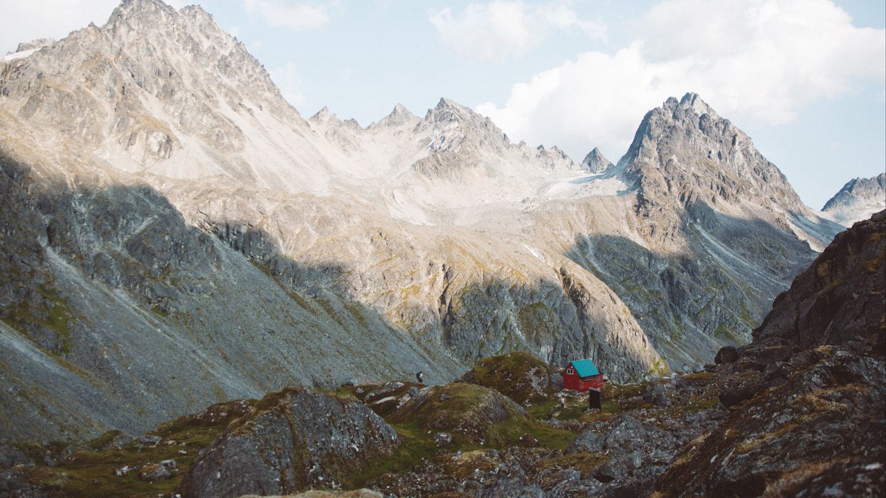 Wallpaper mountains, cabin, hills, mountain range, nature